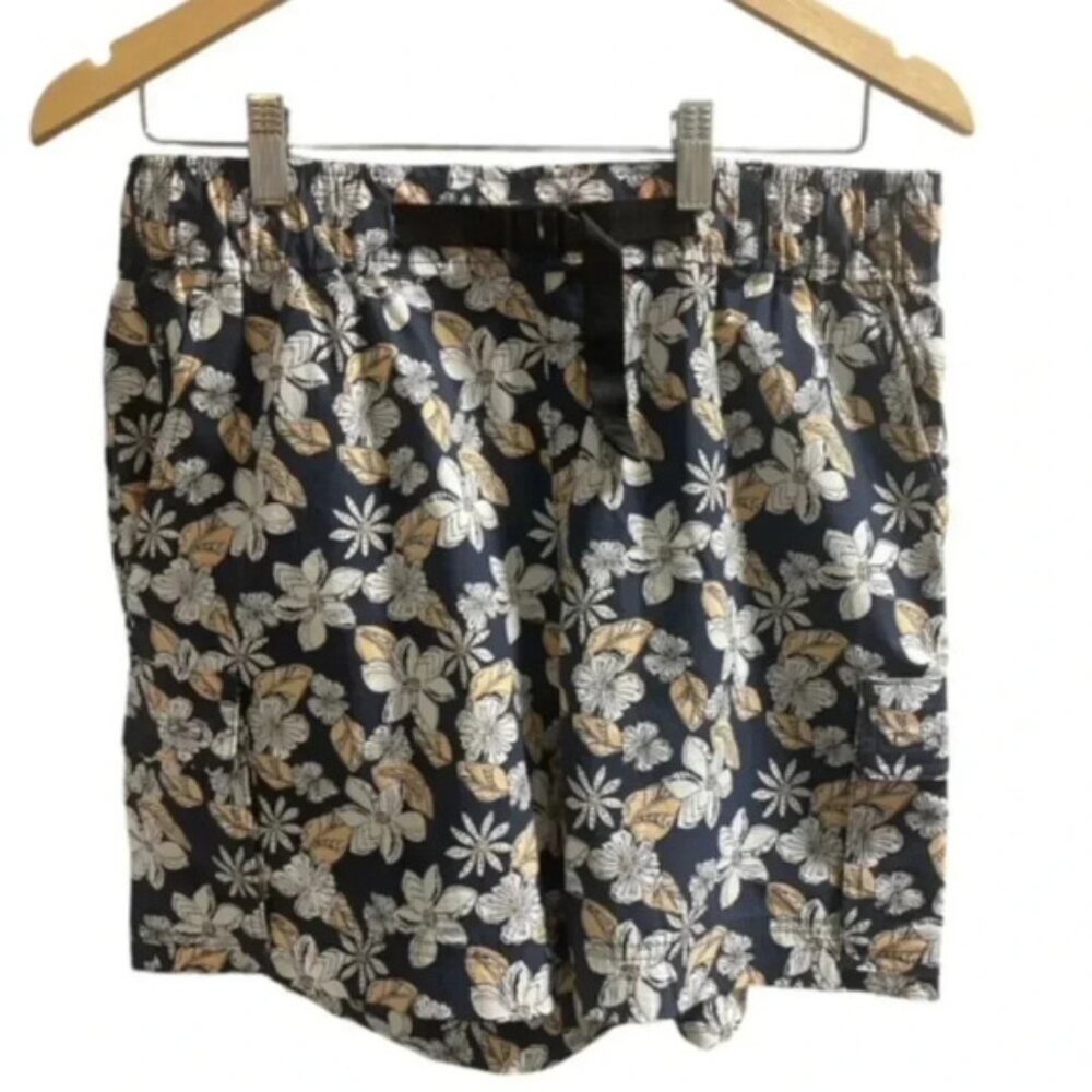 ASPEN Shorts Womens Size Large Navy Blue Floral Print Nylon Spandex Blend Beach